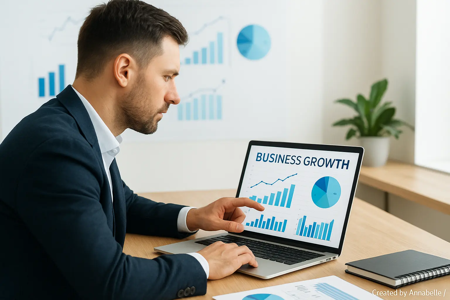 Entrepreneur reviewing digital analytics dashboard for online business growth in 2026